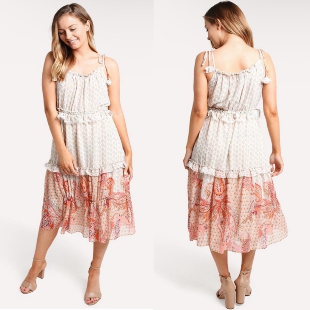 ⬇️MISA Los Angeles Dionica tie strap ruffle dress